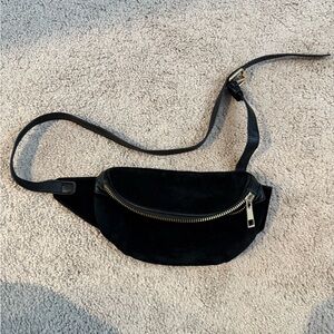 Zara Black Belt Bag with Gold Accents
